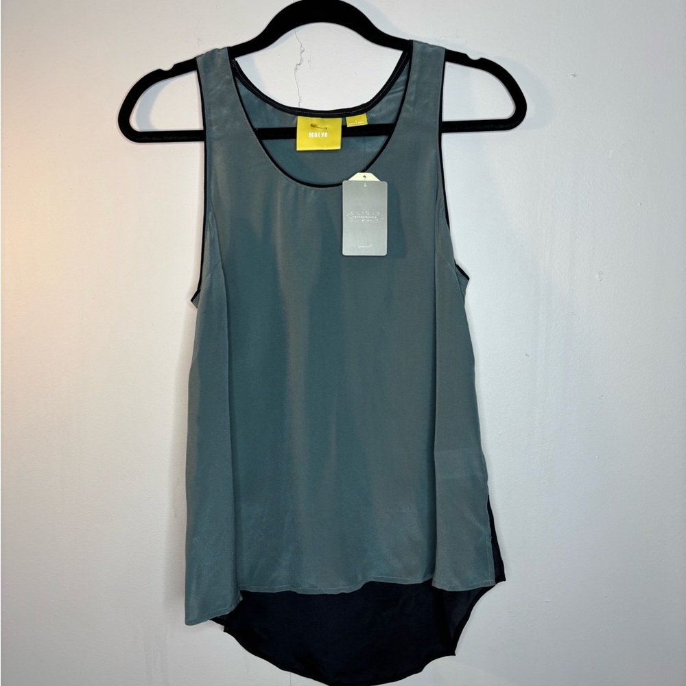 Anthropologie silk capsule wardrobe Tank blouse top sleeveless olive size 4